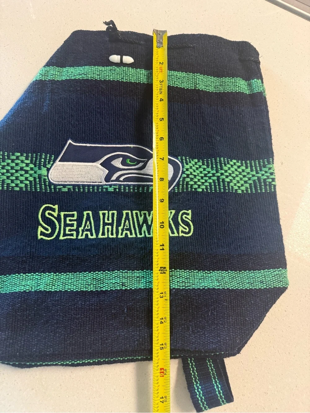 Seattle Seahawks woven backpack tote bag